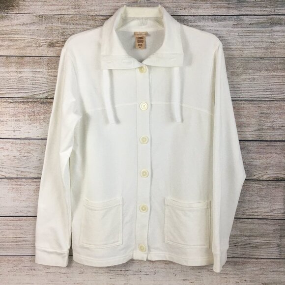 Covington Button Front Soft Cotton Blend Sweatshirt Jacket - Picture 3 of 13